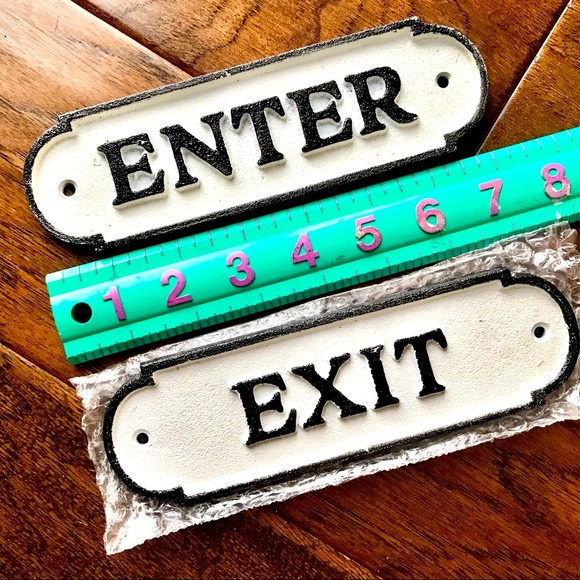Bought at Breck Boutique Other - NEW CAST IRON VINTAGE-LOOK ENTER EXIT SIGNS | Fun Unique Decor RaisedEdgeLetters